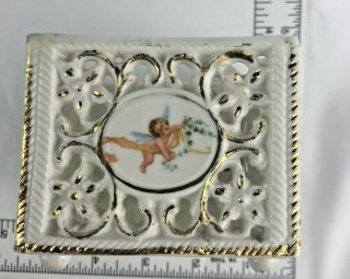 Victoria Carlsbad Austria Porcelain Cherub Angels Trinket Box Vintage Estate
