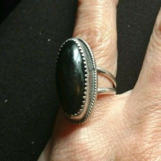 Vintage Sterling Silver T Black Onyx Ring Size 5 3