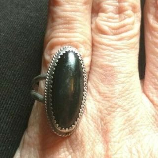 Vintage Sterling Silver T Black Onyx Ring Size 5 4