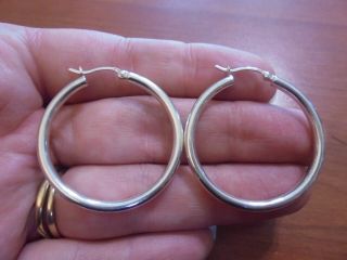 Vtg Sterling Silver Hoop Earrings 4.  1 Grams