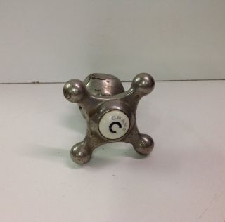 Vintage Antique Crane Metal & Porcelain Cold Water Faucet Knob For Bath /kitchen