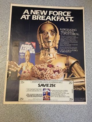 Star Wars Vintage 1984 C - 3po’s Cereal Add W/ Coupon Rare Kellogg’s