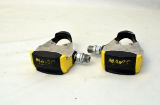 Vintage Mavic Racing Yellow Clipless Pedals Look Made In France