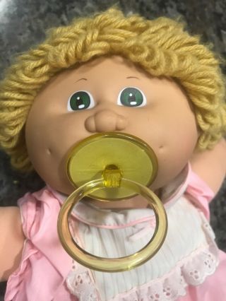 Vtg 1980s Cabbage Patch Kids Doll 16 " Golden Hair Girl With Hard Yellow Pacifier