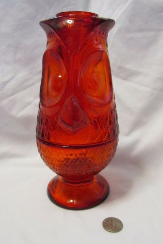 Vintage Ruby Red Art Glass Owl Fairy Candle Lamp Viking 2 Pc.