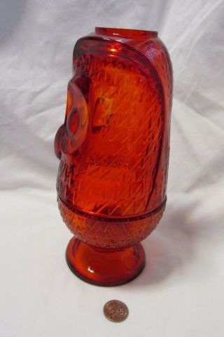 Vintage Ruby Red Art Glass Owl Fairy Candle Lamp Viking 2 pc. 2