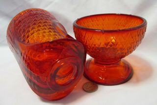 Vintage Ruby Red Art Glass Owl Fairy Candle Lamp Viking 2 pc. 4