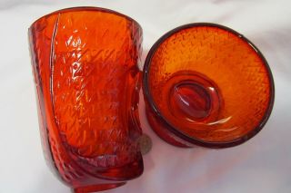 Vintage Ruby Red Art Glass Owl Fairy Candle Lamp Viking 2 pc. 7