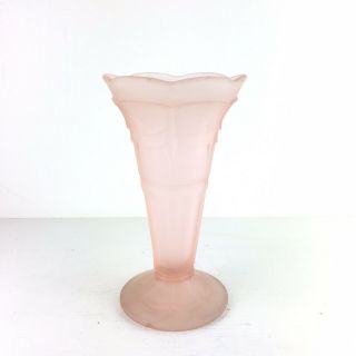 Vintage Art Deco Sowerby Frosted Pink Vase