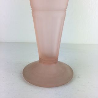 Vintage Art Deco Sowerby Frosted Pink Vase 3
