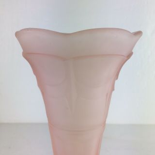 Vintage Art Deco Sowerby Frosted Pink Vase 4