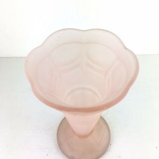 Vintage Art Deco Sowerby Frosted Pink Vase 5