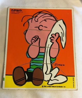 Vintage Playskool Charlie Brown Linus 1952 United Feature Syndicate Wood Puzzle