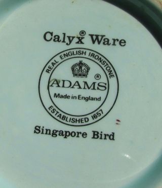 VINTAGE ADAMS CALYX WARE SINGAPORE BIRD COFFEE POT 5