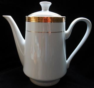 Vintage Sango Elegance Fine China Teapot Coffee Tea Pot 8499 Gold Detail Ceramic