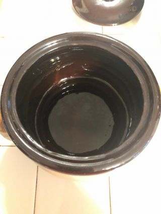 Vintage Brown/Tan Stoneware Bean Pot /Lid - 2 Qt. 2