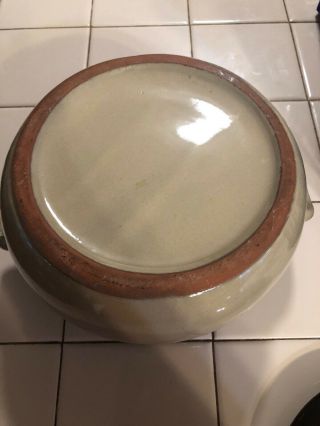Vintage Brown/Tan Stoneware Bean Pot /Lid - 2 Qt. 4