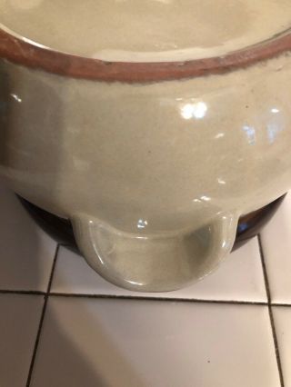 Vintage Brown/Tan Stoneware Bean Pot /Lid - 2 Qt. 5