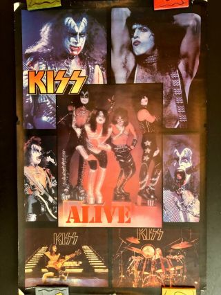 Vintage Kiss Alive Poster With Wear - Kiss/aucoin Management