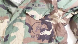 Vintage Us Navy Seabees Cold Weather Woodland Camo Field Jacket Xl