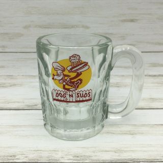 Vintage Dog N Suds Mini Small Baby Root Beer Mug Glass 4.  25 Red Yellow