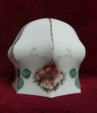 Vintage Early 20th Century Small Glass Ceiling Light Lamp Shade With Roses