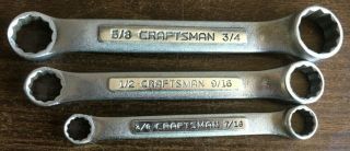 Vintage Craftsman - V - Series Sae Stubby Double Box End Wrench 3pc.  Set Made In Usa