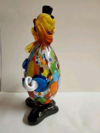 Vintage Clown Figurine Murano Glass Italy Style 7 in Bozo Rainbow Colors Circus 3