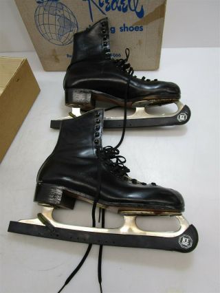 Vintage Riedell Black Ice Skates Lace Up Shoes SZ 8 1/2 4