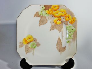 Vintage Shelley Bone China Yellow Flower Floral Square Side Cake Bread Plate
