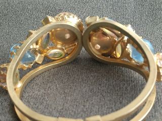 Rare Vintage Juliana D&E Goldtone Art Glass Rhinestone Clamper Bracelet 6