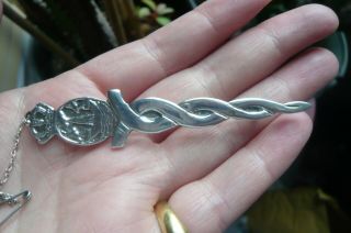 Vintage Scottish Iona Silver Viking Ship With Crown Brooch