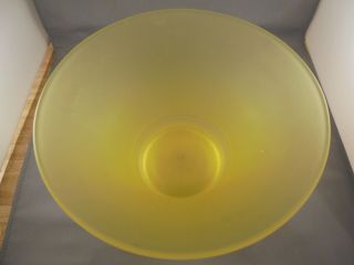 Vintage Tiffin Glass Vaseline Yellow Satin Flared Bowl w Stand 4