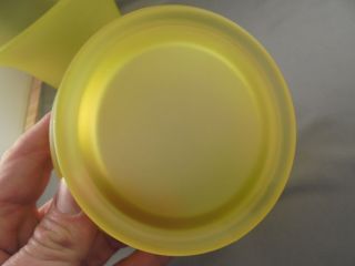 Vintage Tiffin Glass Vaseline Yellow Satin Flared Bowl w Stand 6
