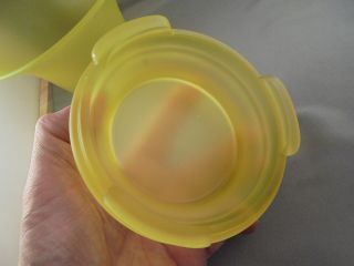Vintage Tiffin Glass Vaseline Yellow Satin Flared Bowl w Stand 7