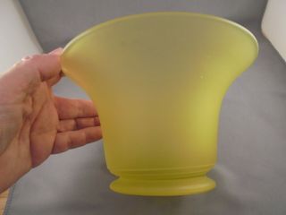 Vintage Tiffin Glass Vaseline Yellow Satin Flared Bowl w Stand 8