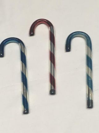 3 Antique Vtg Striped Mercury Glass Candy Canes Christmas Ornaments Lge 6 - 1/4 "