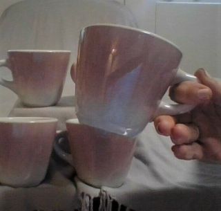 Vintage Cups Mugs Shenango China Diner Set of 6 USA 3  tall Mauve 2