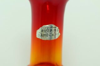 Vintage Blenko Handcrafted Vase Red Yellow Orange Bamboo Shape Pontil 2