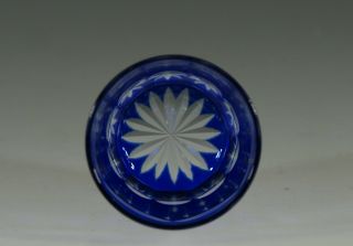 Lovely Czech Glass Vintage Cobalt Blue Cut to Clear 5 oz Bar Tumbler Geometric 3