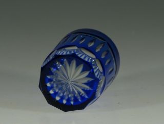 Lovely Czech Glass Vintage Cobalt Blue Cut to Clear 5 oz Bar Tumbler Geometric 4