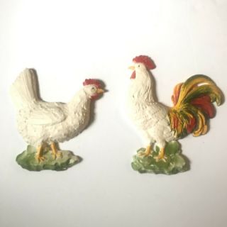 Vtg Homco Hen & Rooster Plastic Wall Plaques Home Interior Kitchen Farm House