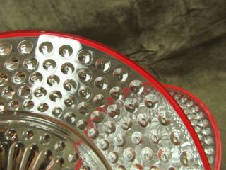 Vintage 1930 ' s Anchor Hocking Hobnail Depression Glass Lunch Plates Clear w/Red 2