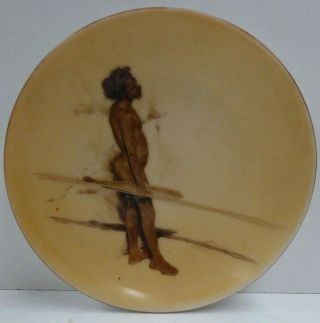 Vintage Brownie Downing Wall Plate Aboriginal Man Hunting Australia Pottery