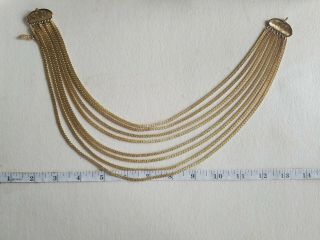 Vtg Monet Multi 8 Strand Gold Tone Necklace