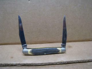 Vintage 2 Blade " Queen Steel 66 " Pocket Knife Stag / Staglon Handle ??