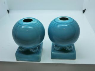 Vintage Fiestaware Turquoise Bulb Ball Candle Holders