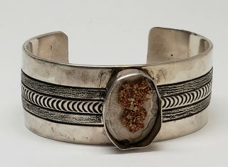 Vintage Navajo Alex Sanchez Heavy Sterling Silver Cuff Bracelet