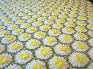 Vtg Daisy Afghan 60 X 48 Hand Made Throw Blanket Crochet Hippie Flower Child Euc