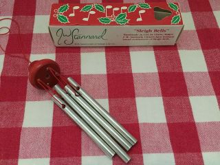 Vintage J.  W.  Stannard Sleigh Bells Christmas Small Wind Chime Made In Usa W/box